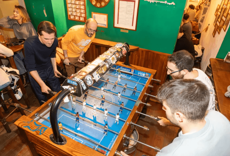 Babyfoot table mid-match