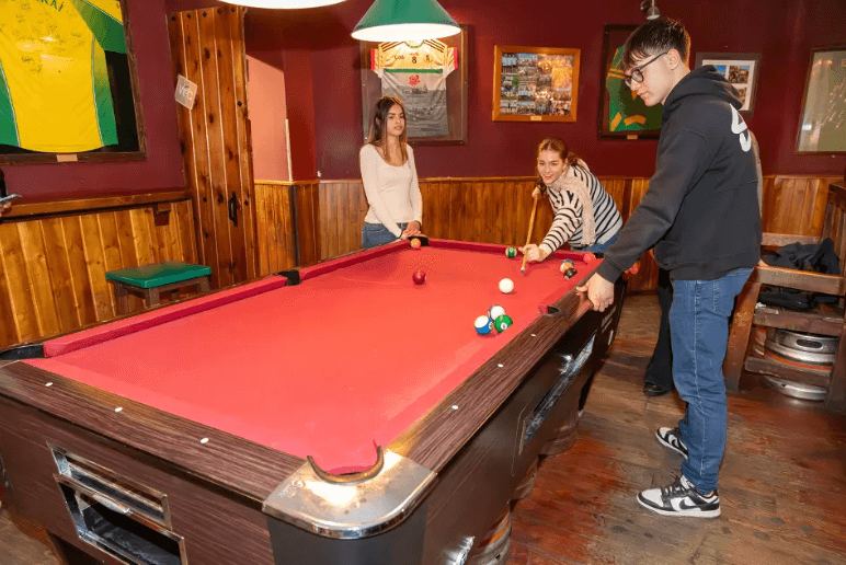 Pool table corner, low lighting